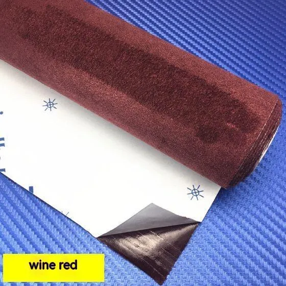 Self-adhesive elastic suede sheets in multiple colours for car interior and furniture decoration applications