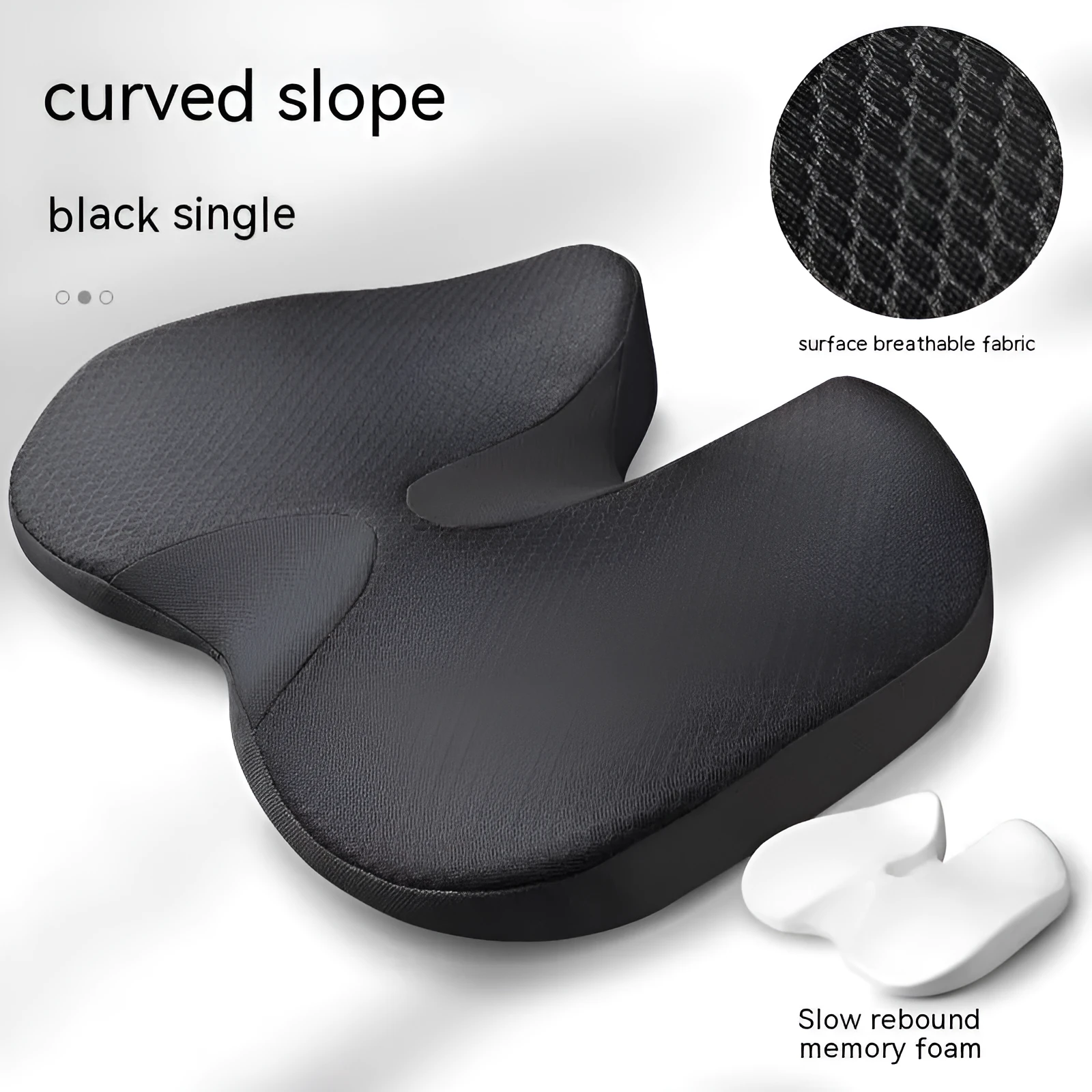 Curved bevel seat cushion in four colour options for tailbone and back support