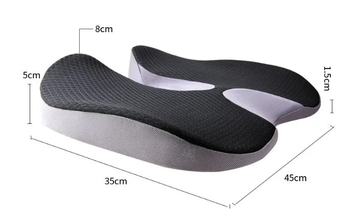 Curved bevel seat cushion in four colour options for tailbone and back support