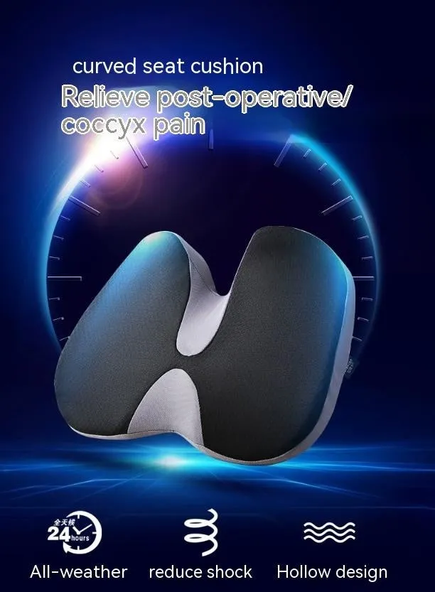 Curved bevel seat cushion in four colour options for tailbone and back support