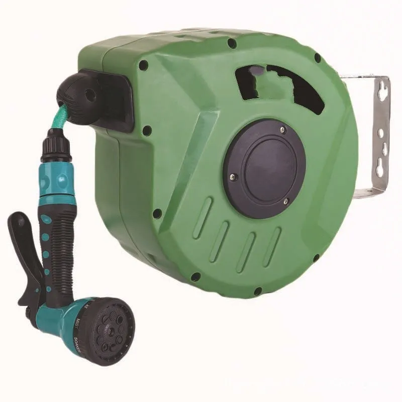 Automatic retractable hose reel with 10 metre PVC water pipe for car washing and garden watering