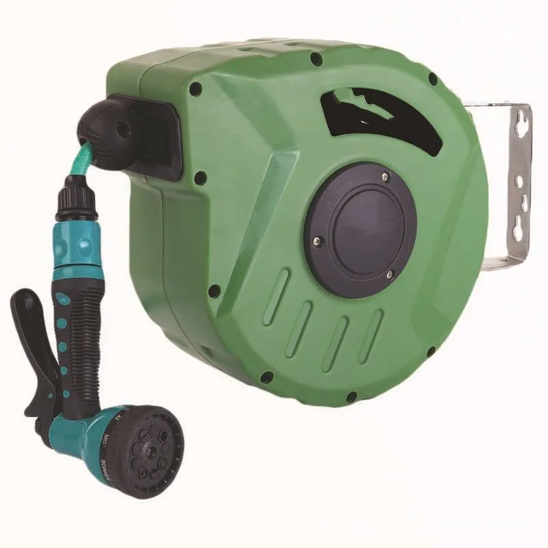 Automatic retractable hose reel with 10 metre PVC water pipe for car washing and garden watering
