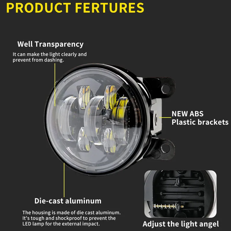 S Car Led Fog Light steering die-cast aluminium alloy PC lens 30W for LADA GRANTA KALINA LARGUS white yellow light