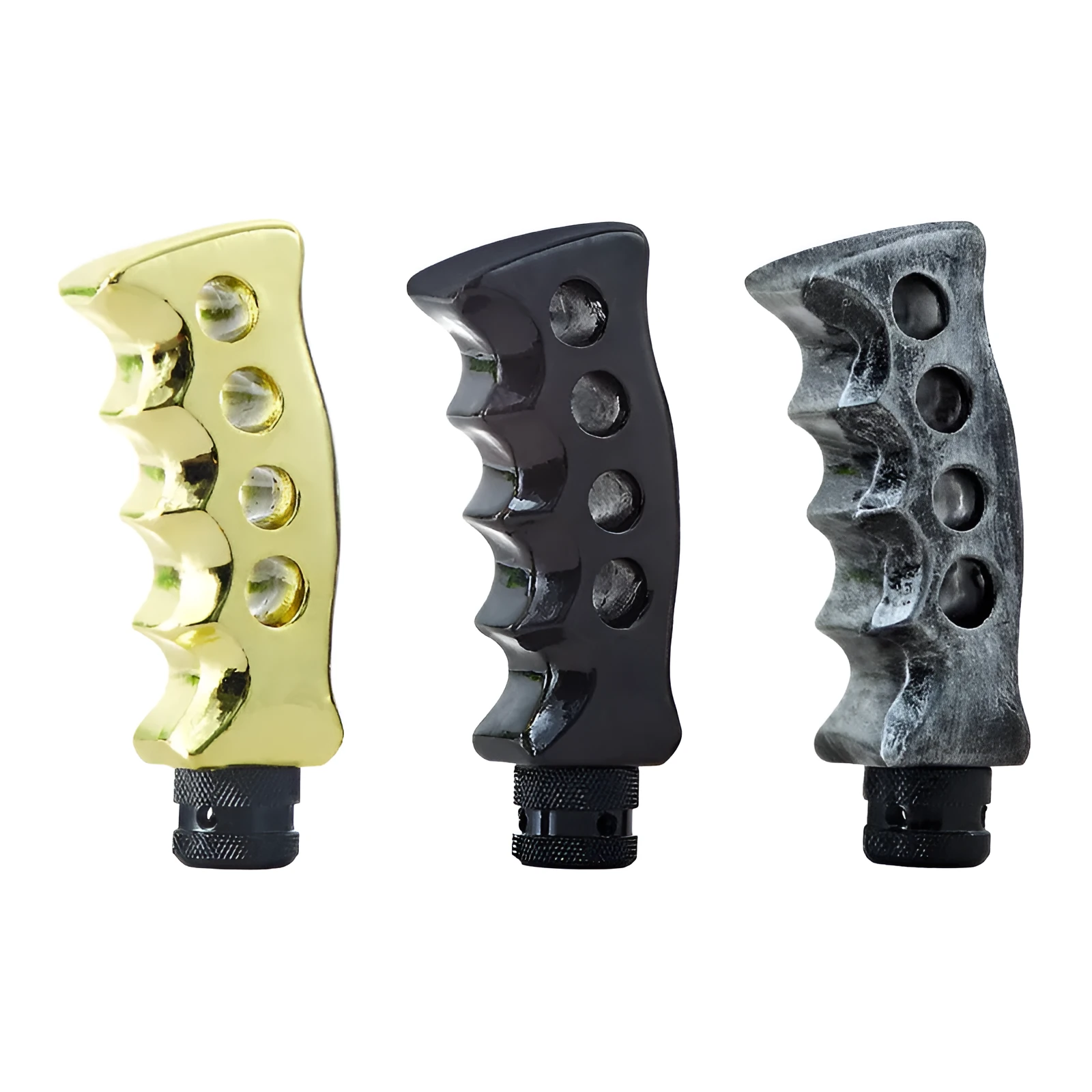 Manual gear shift head in resin with anti-sticking gold process, in black colour, for manual transmission cars