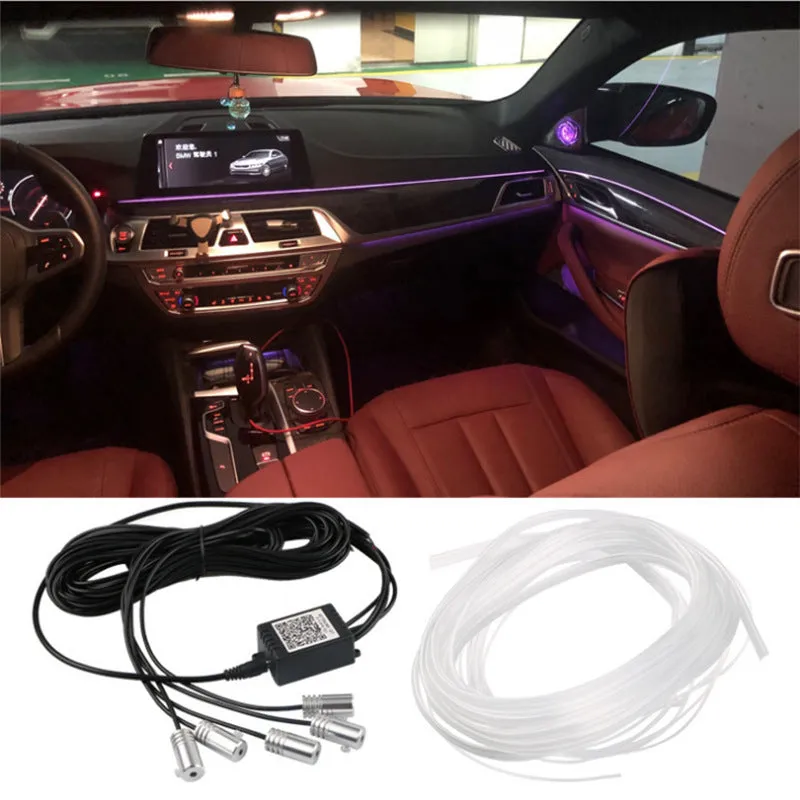 APP cold light strip car interior decoration lights with RF remote control 6m pipe aluminium housing