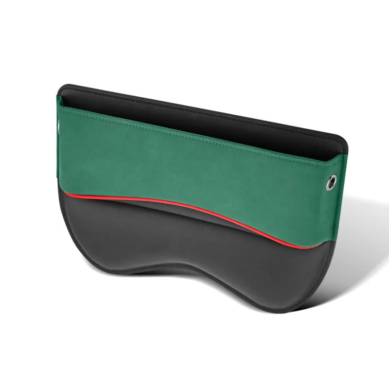 Genuine leather car seat storage box in black, brown, beige, green, or red with waterproof properties