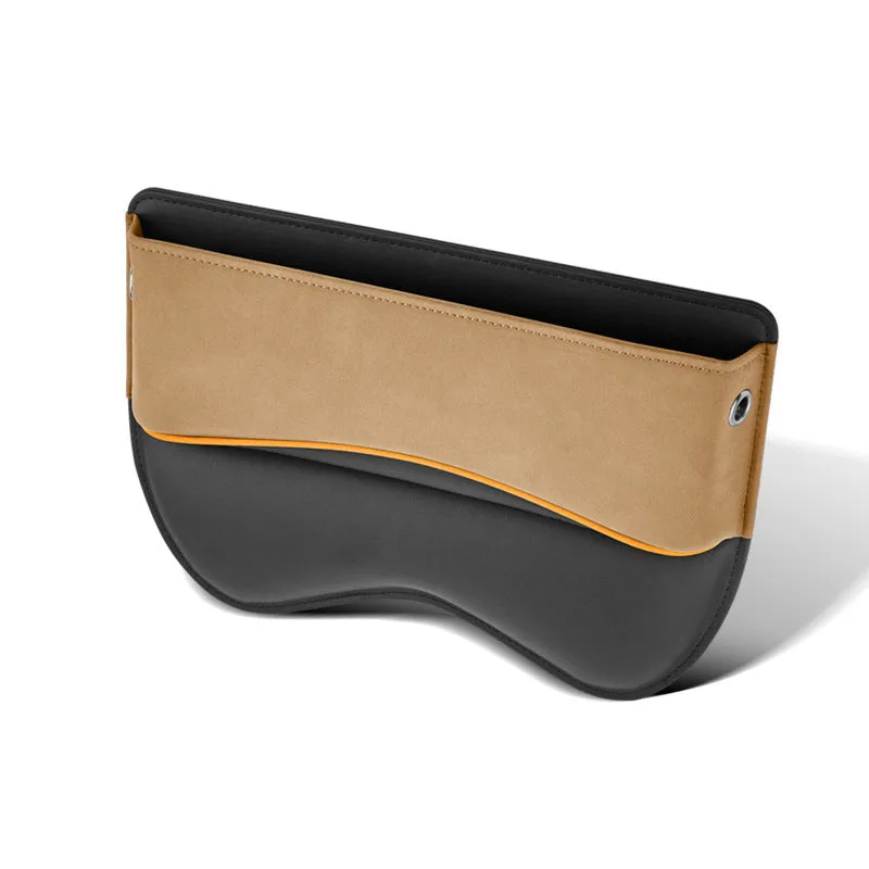 Genuine leather car seat storage box in black, brown, beige, green, or red with waterproof properties