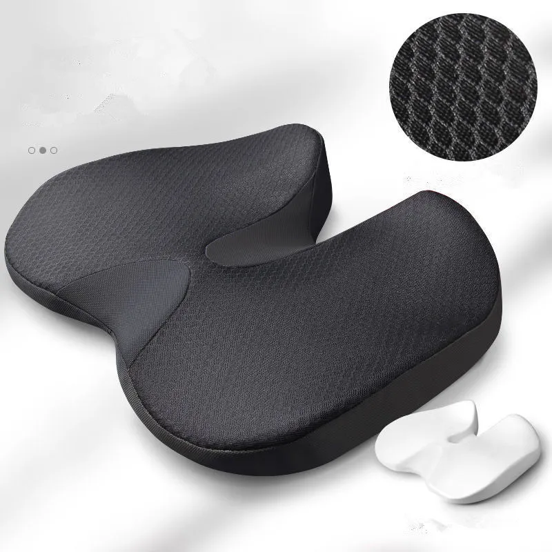 Summer breathable collapse car seat cushion in grey curved bevel shape with polyester fabric