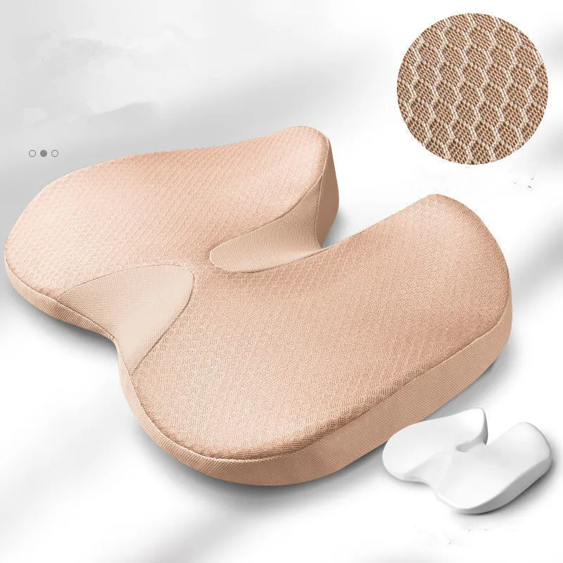 Summer breathable collapse car seat cushion in grey curved bevel shape with polyester fabric