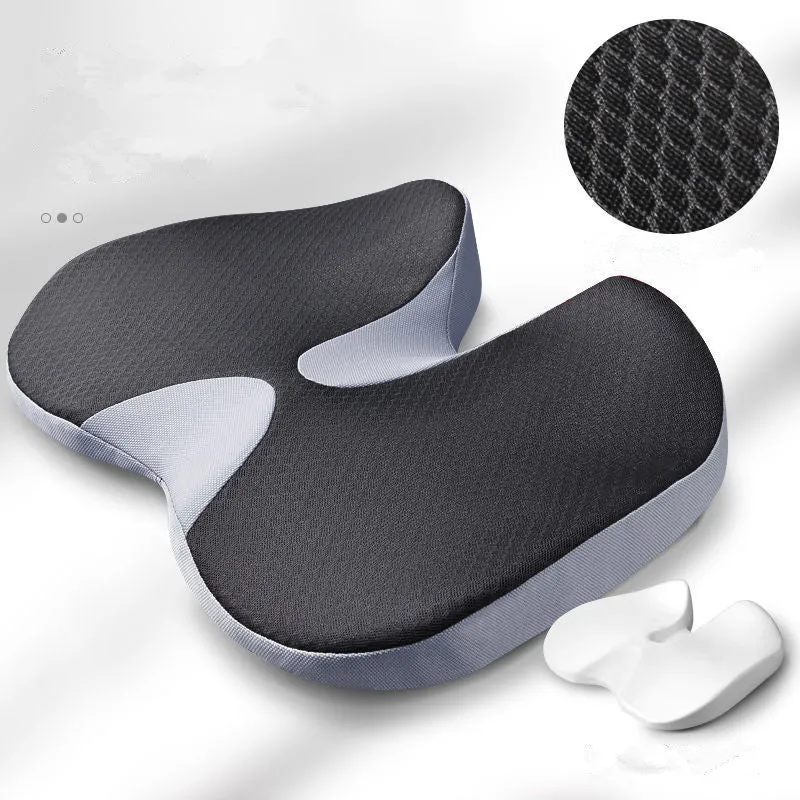 Summer breathable collapse car seat cushion in grey curved bevel shape with polyester fabric
