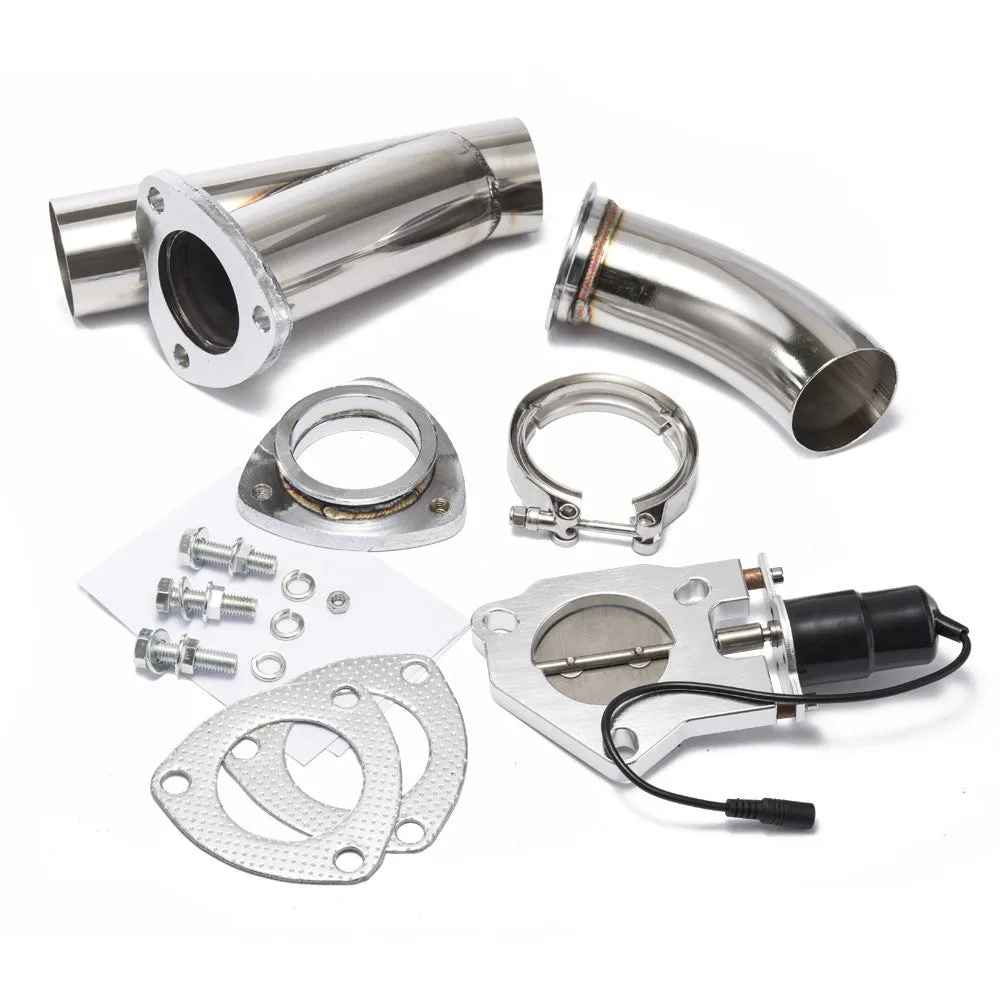 Car electronic exhaust cut-out kit with toggle switch, T-304 stainless steel piping and CNC aluminium motor