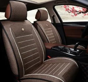 Disposable leather car seat cushion with breathable fibre hemp and universal five-seat fit in black colour