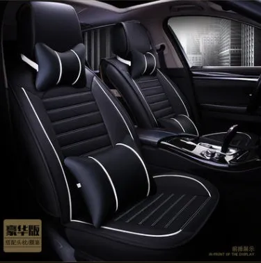 Disposable leather car seat cushion with breathable fibre hemp and universal five-seat fit in black colour