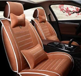 Disposable leather car seat cushion with breathable fibre hemp and universal five-seat fit in black colour