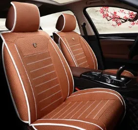 Disposable leather car seat cushion with breathable fibre hemp and universal five-seat fit in black colour