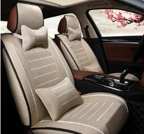 Disposable leather car seat cushion with breathable fibre hemp and universal five-seat fit in black colour