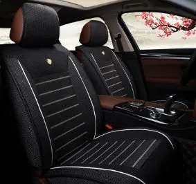 Disposable leather car seat cushion with breathable fibre hemp and universal five-seat fit in black colour