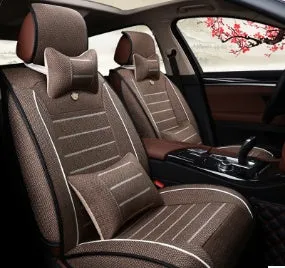 Disposable leather car seat cushion with breathable fibre hemp and universal five-seat fit in black colour