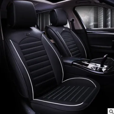 Disposable leather car seat cushion with breathable fibre hemp and universal five-seat fit in black colour