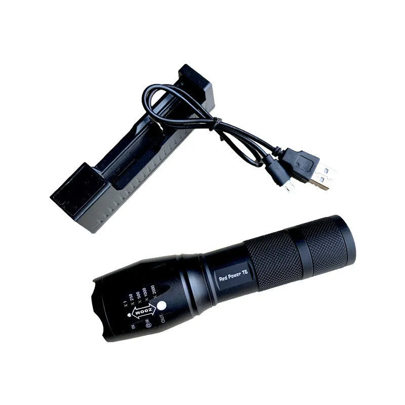Shustar black rechargeable LED flashlight 10W 1200mAh 240g camping torch