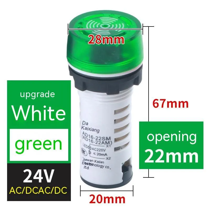 Red, green, and yellow AD16-22SM industrial flashing sound and light buzzers for 22mm panel mounting.
