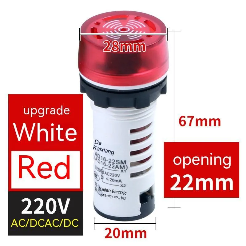Red, green, and yellow AD16-22SM industrial flashing sound and light buzzers for 22mm panel mounting.