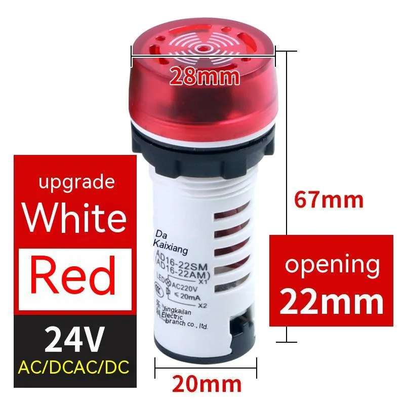 Red, green, and yellow AD16-22SM industrial flashing sound and light buzzers for 22mm panel mounting.