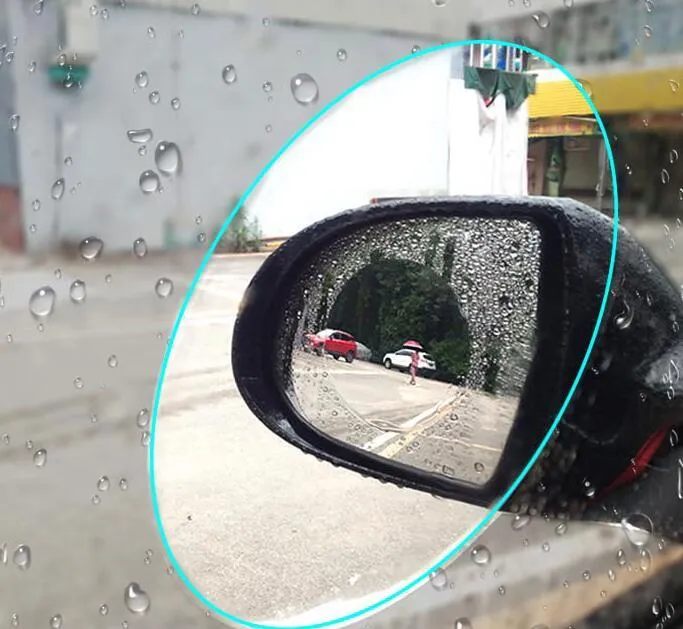 Blue oval anti-moist waterproof side mirror sticker with nano hydrophilic technology for car rain safety