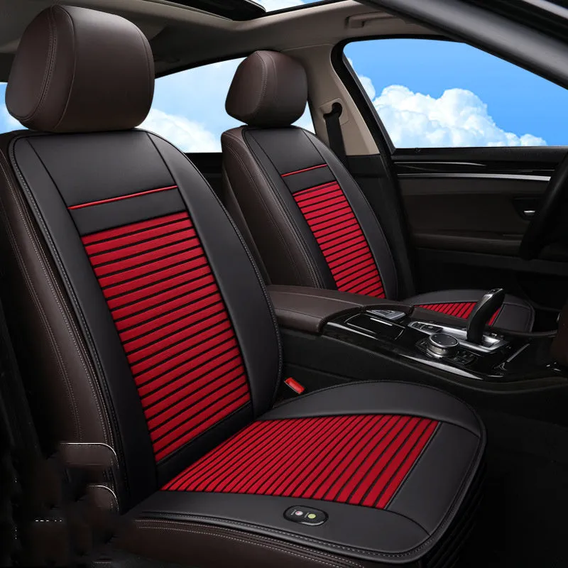 Black single seat ice silk blowing and cooling car cushion with ventilation controls for 12V 24V vehicles