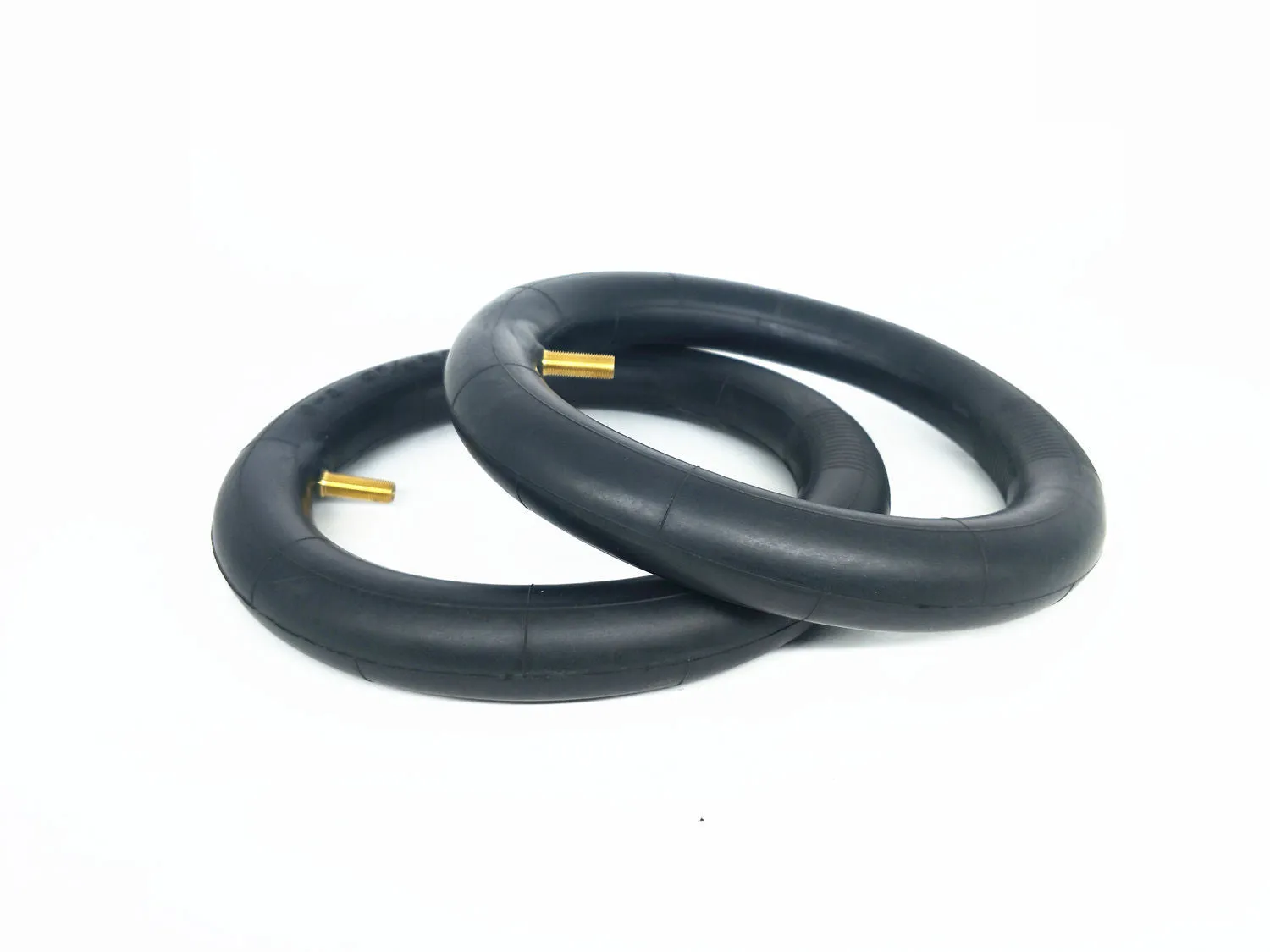 Black 10-inch electric scooter inner tube on white background