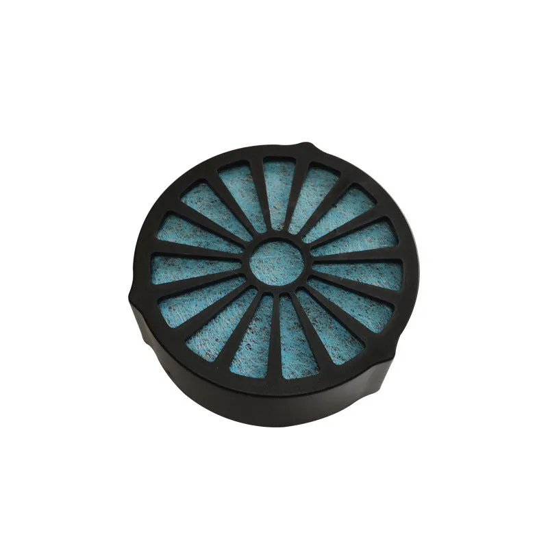 Portable mini car air purifier with True HEPA filter, USB cable, compact silver cup shape on car cup holder