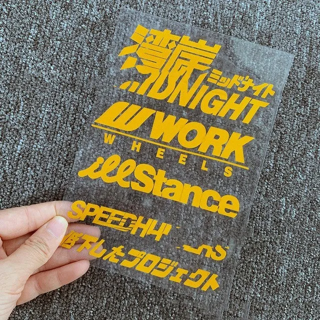 Motorcycle reflective safety sticker measuring 16cm by 11cm in PET material with seven colour options