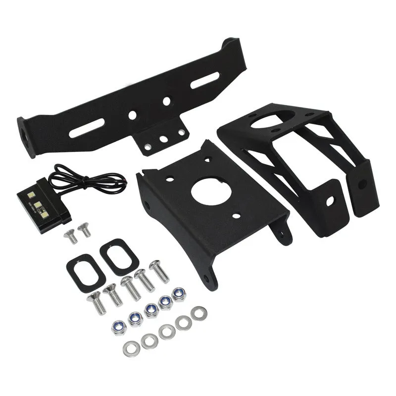 Black aluminium alloy short tail licence plate holder for Honda motorcycles.