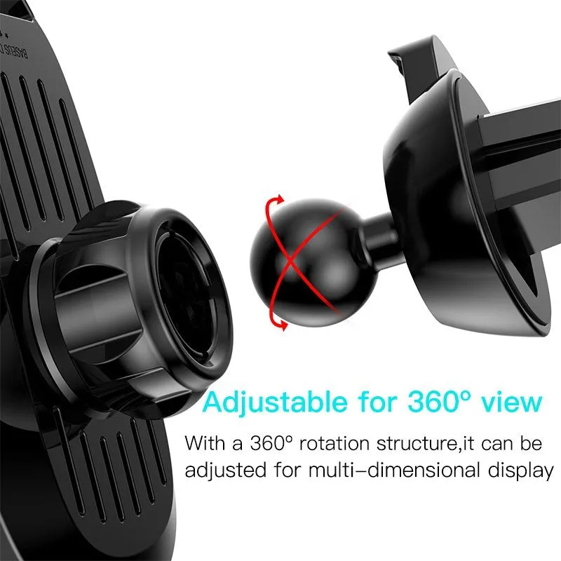Baseus intelligent touch sensor car phone holder aluminium alloy glass panel black air vent mount
