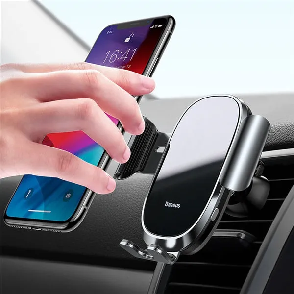 Baseus intelligent touch sensor car phone holder aluminium alloy glass panel black air vent mount