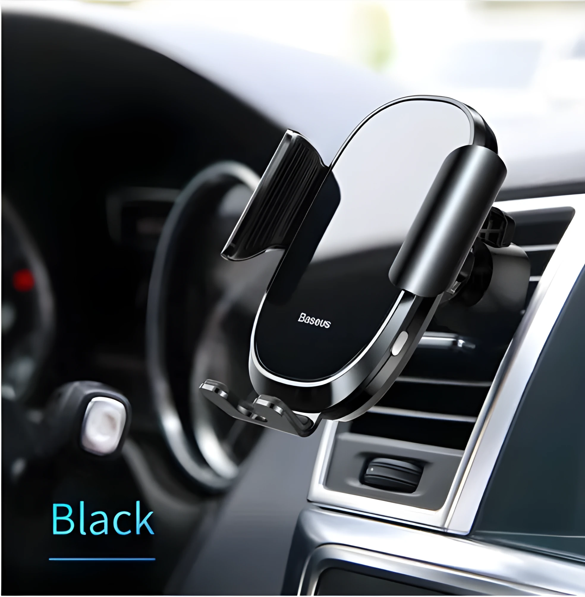 Baseus intelligent touch sensor car phone holder aluminium alloy glass panel black air vent mount