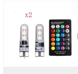 T10 5050-6SMD RGB LED bulb 10x34mm silicone housing with remote control for car licence plate light