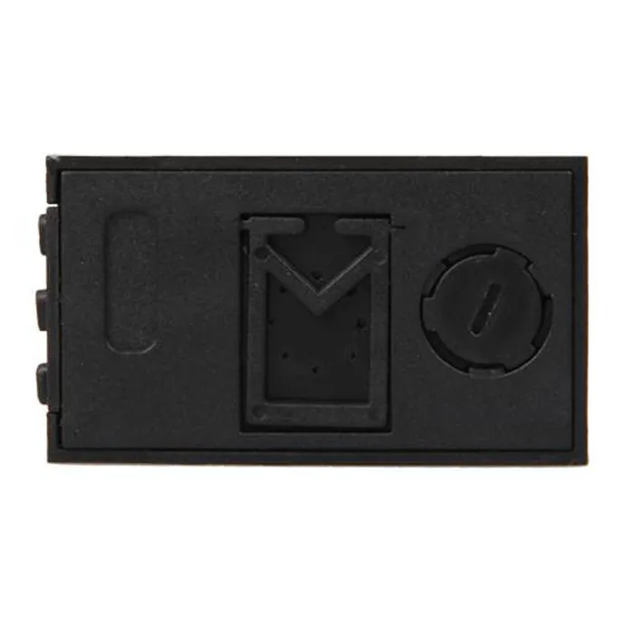 Battery-powered car clock with plastic case and ordinary glass mirror on a dashboard