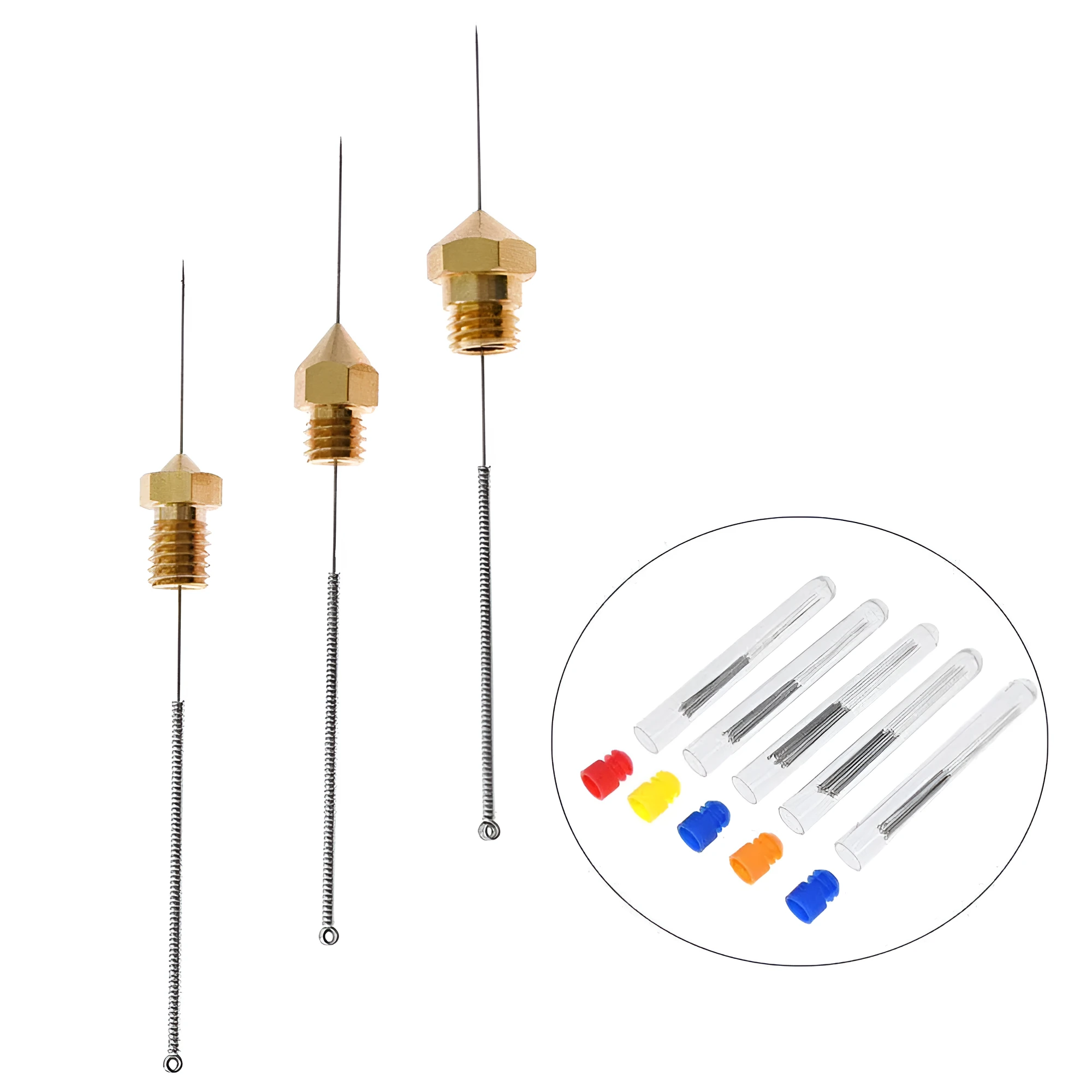 Mk8 E3D nozzle cleaning needle set with five diameter options for 3D printer maintenance
