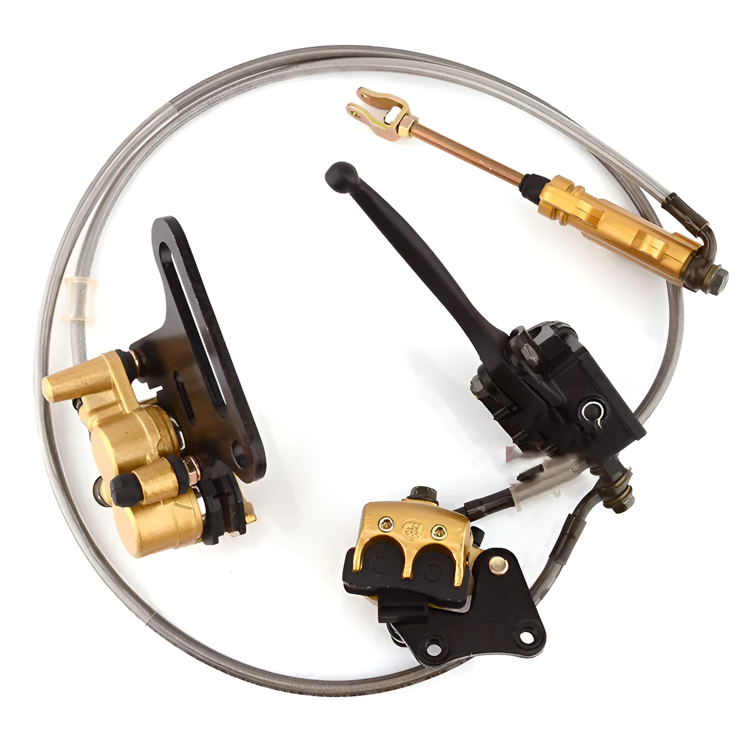 Gold front and rear brake pump assembly set for 110-150cc off-road motorcycles with disc brakes