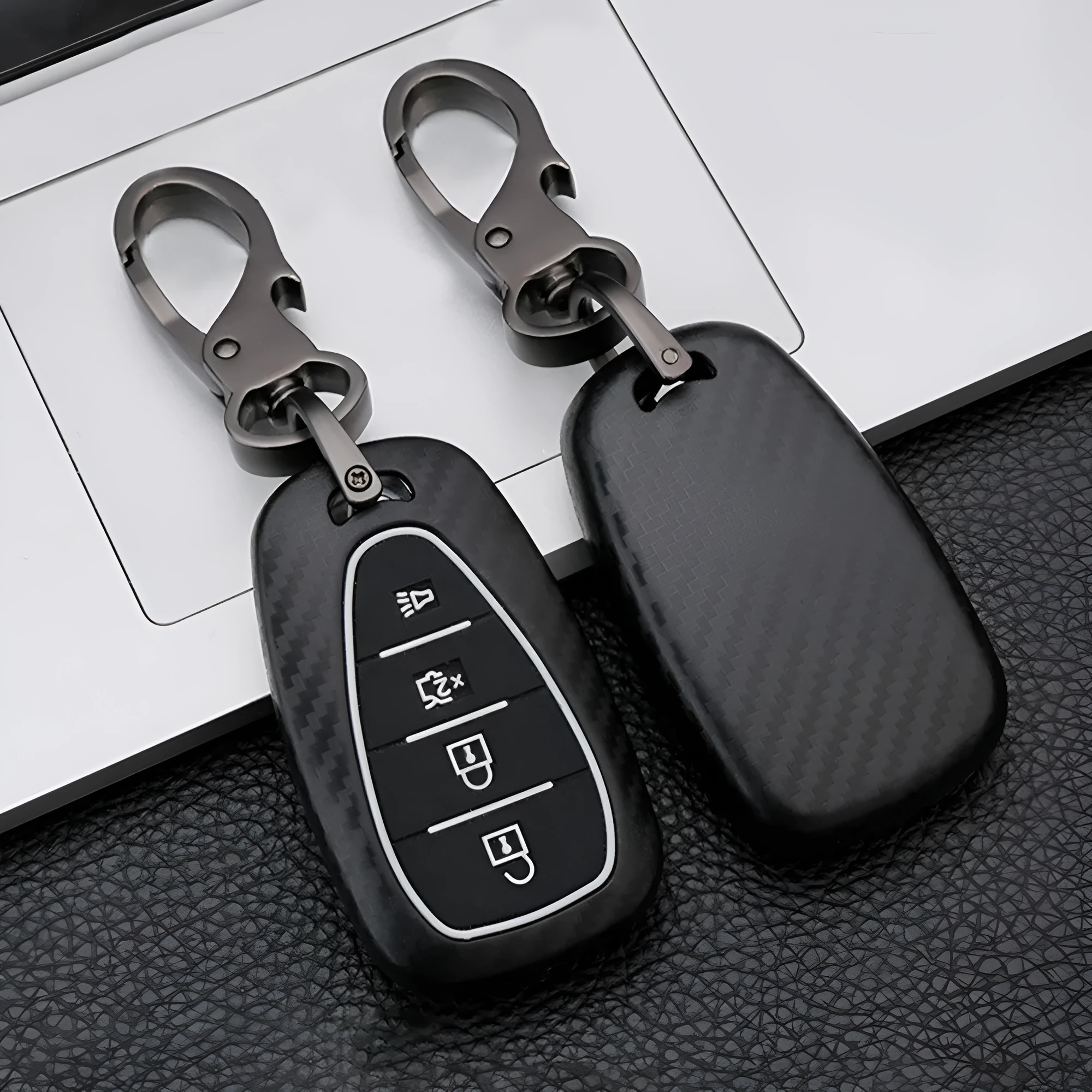 Plastic car key case for Chevrolet smart fob, double-sided frosted ABS, black colour, with button cutouts