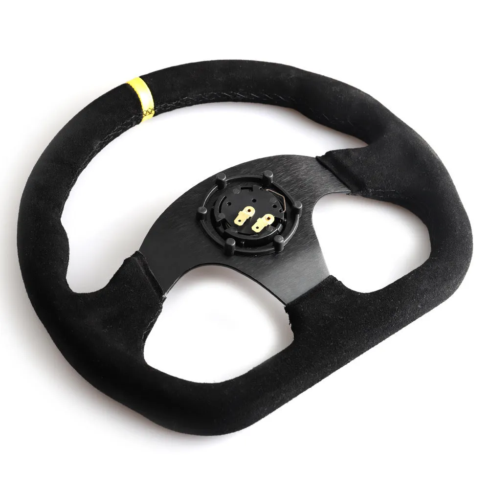Racing steering wheel with frosted matte leather, black line with red circle, for GM car modification