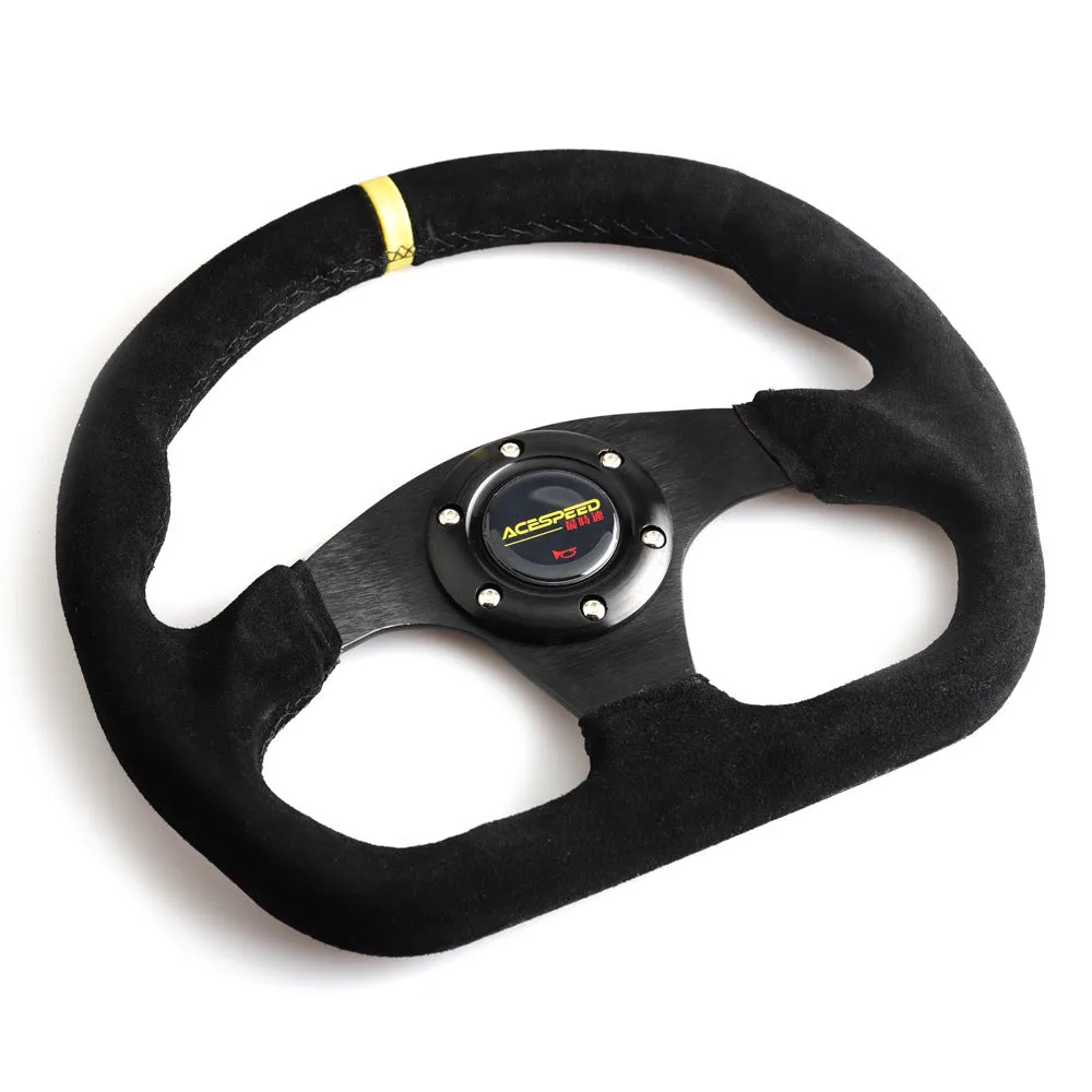 Racing steering wheel with frosted matte leather, black line with red circle, for GM car modification