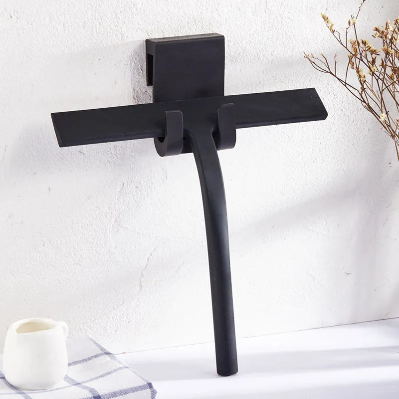 Silicone body wiper 22.8cm with metal-reinforced handle and hanging hook, black colour on glass surface