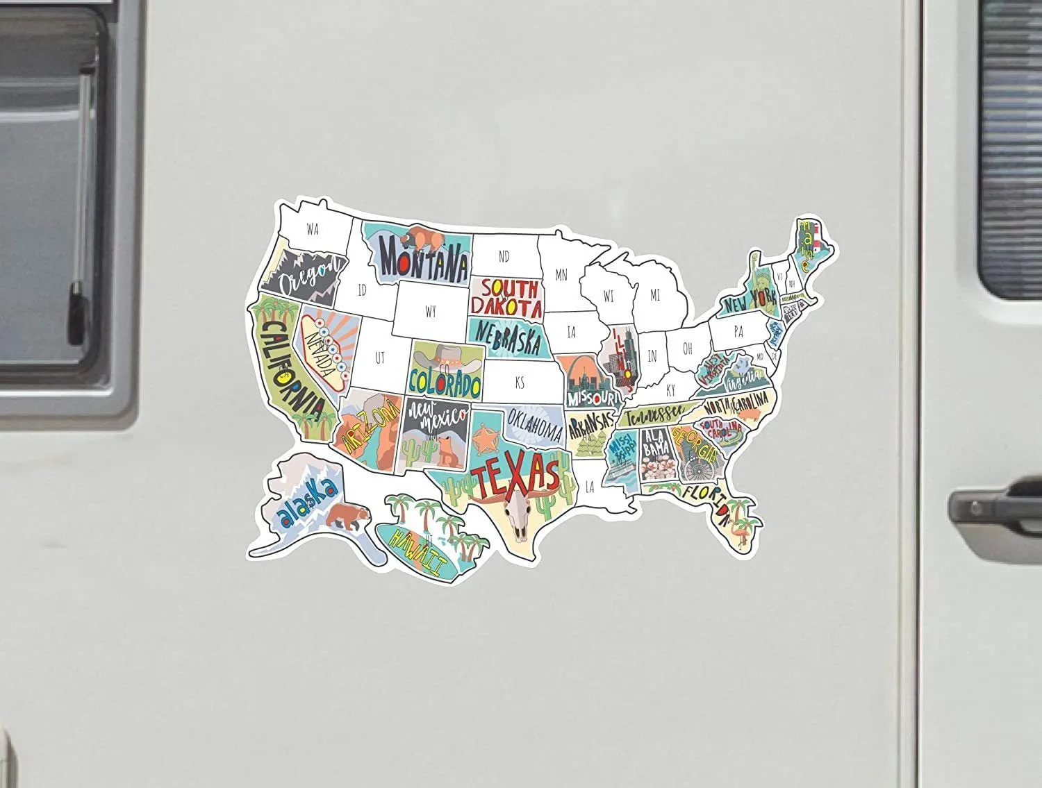 Travel-themed car sticker set with map design and removable adhesive vinyl letters for vehicle personalisation