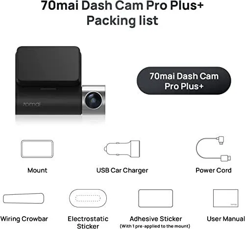 70mai A500S-1 black front dash cam with 2.7K resolution and built-in GPS