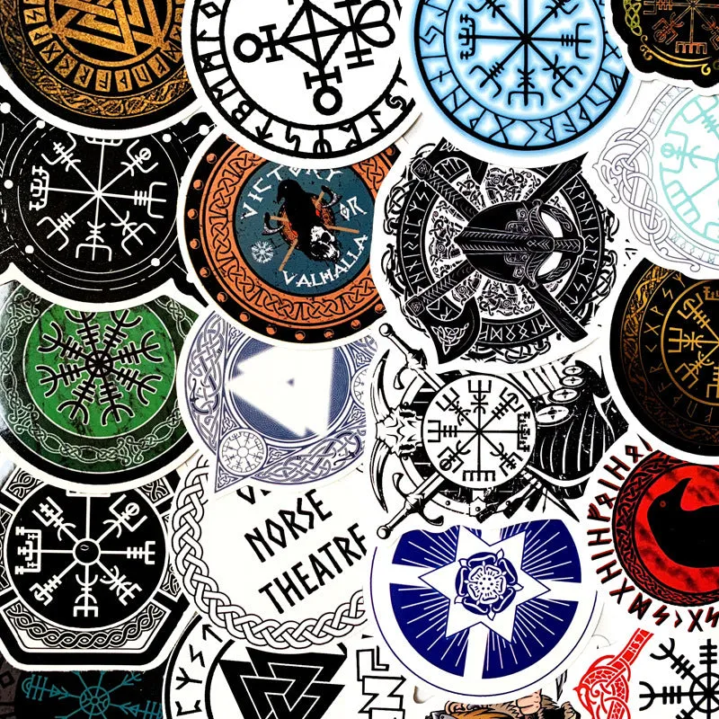 Ancient Rune Series PVC stickers 50 piece set 5-8 cm irregular shape colour decals for luggage laptop car