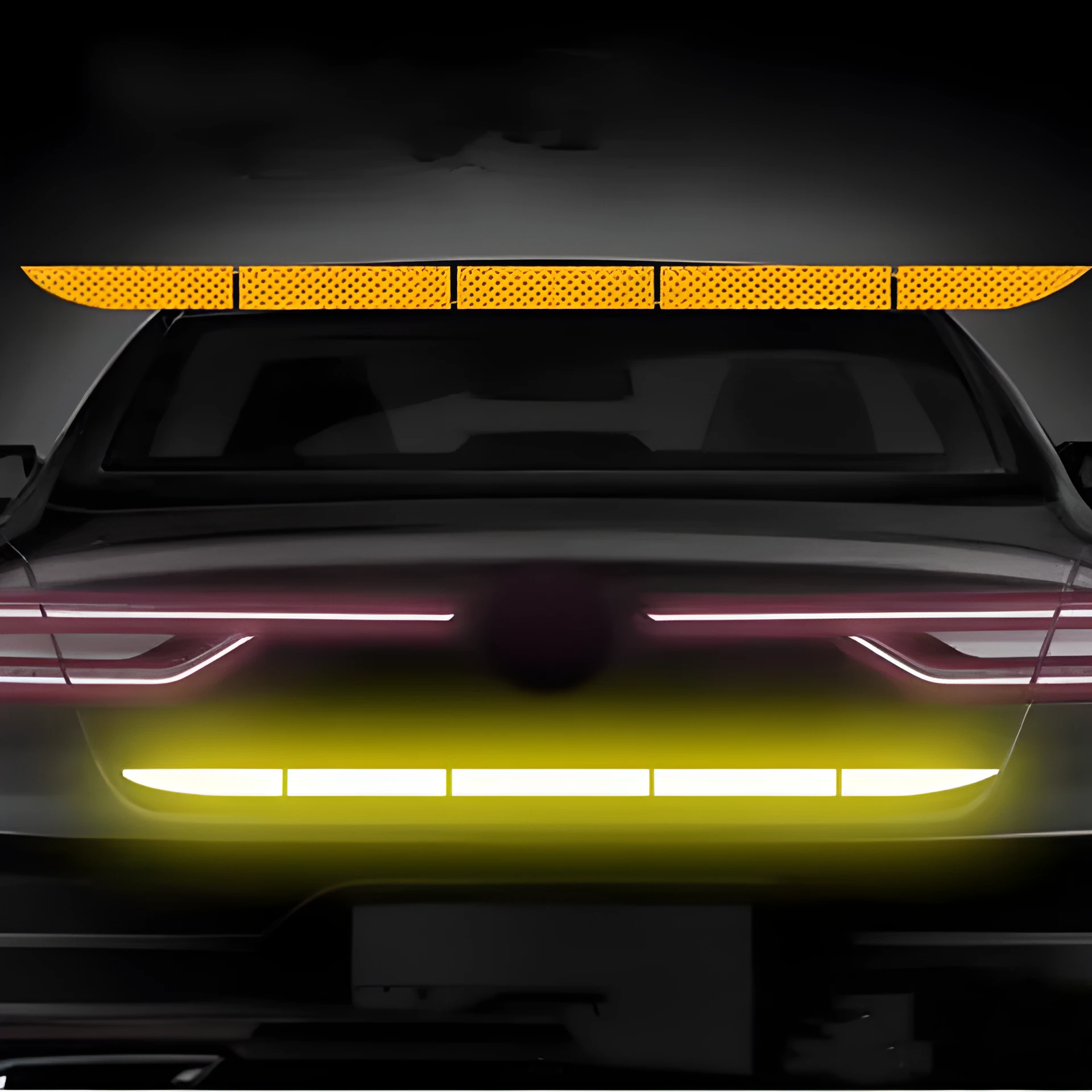 Car rear long strip reflective sticker for bumper tail box warning in paper material with strong adhesion