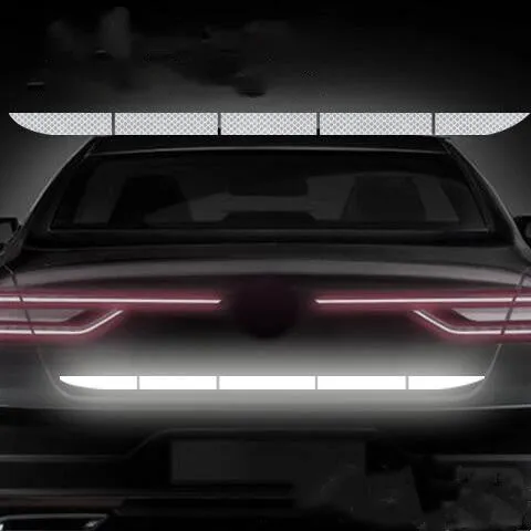 Car rear long strip reflective sticker for bumper tail box warning in paper material with strong adhesion