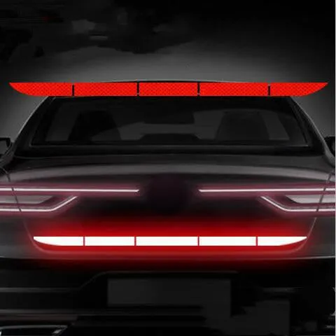 Car rear long strip reflective sticker for bumper tail box warning in paper material with strong adhesion